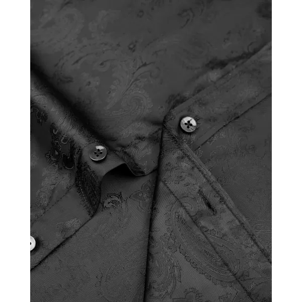 J.VER Men's Silk Satin Long Sleeve Dress Shirts Shiny Casual Button Down Shirt Luxury Party Prom Shirts
