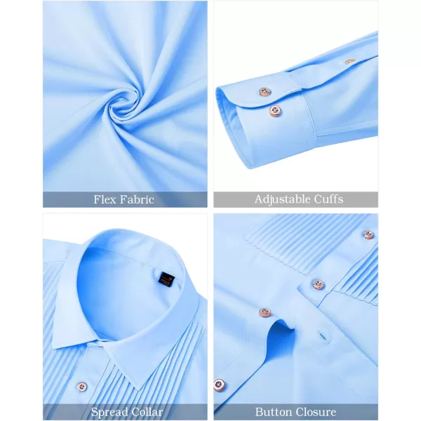 J.VER Men's Tuxedo Shirt Formal Dress Shirt Pleated Long Sleeve Button Down Shirts for Prom Party Wedding