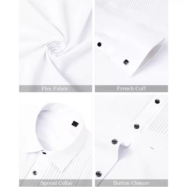 J.VER Men's Tuxedo Shirt Formal Dress Shirt Pleated Long Sleeve Button Down Shirts for Prom Party Wedding