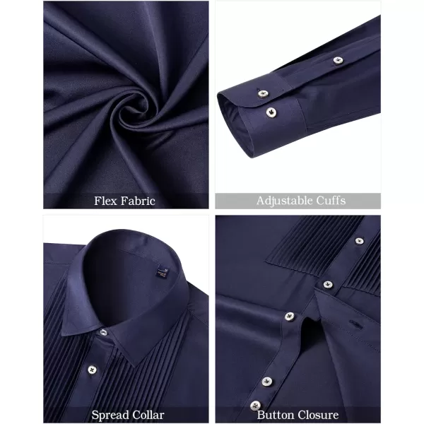 J.VER Men's Tuxedo Shirt Formal Dress Shirt Pleated Long Sleeve Button Down Shirts for Prom Party Wedding