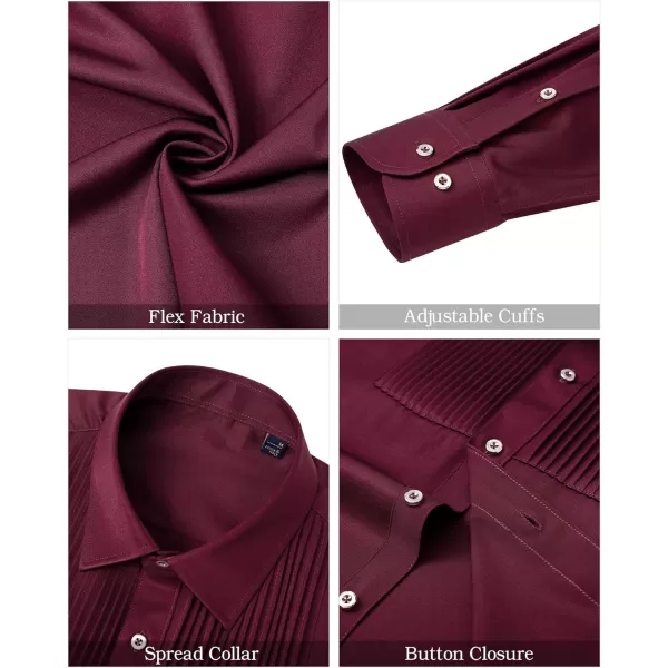 J.VER Men's Tuxedo Shirt Formal Dress Shirt Pleated Long Sleeve Button Down Shirts for Prom Party Wedding