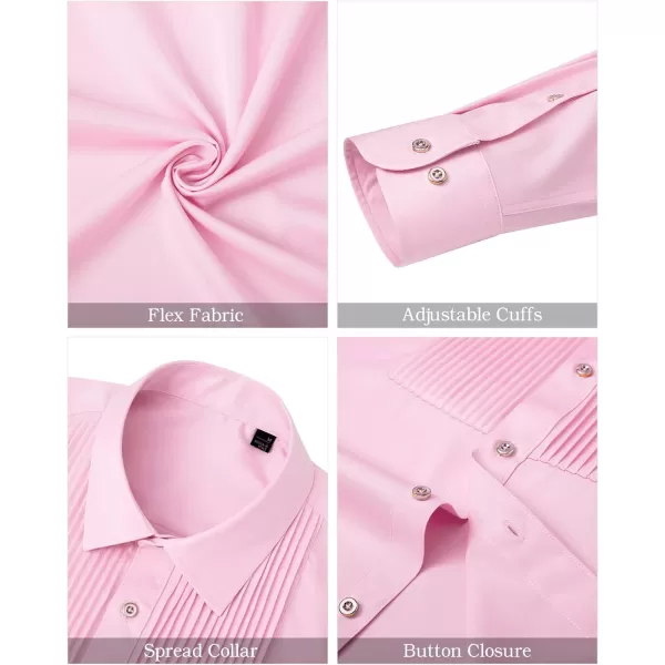 J.VER Men's Tuxedo Shirt Formal Dress Shirt Pleated Long Sleeve Button Down Shirts for Prom Party Wedding