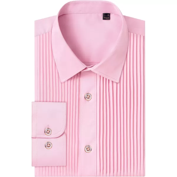 J.VER Men's Tuxedo Shirt Formal Dress Shirt Pleated Long Sleeve Button Down Shirts for Prom Party Wedding
