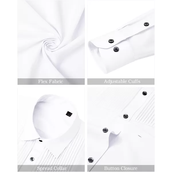 J.VER Men's Tuxedo Shirt Formal Dress Shirt Pleated Long Sleeve Button Down Shirts for Prom Party Wedding