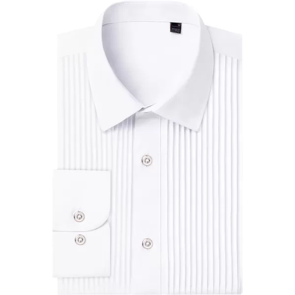 J.VER Men's Tuxedo Shirt Formal Dress Shirt Pleated Long Sleeve Button Down Shirts for Prom Party Wedding