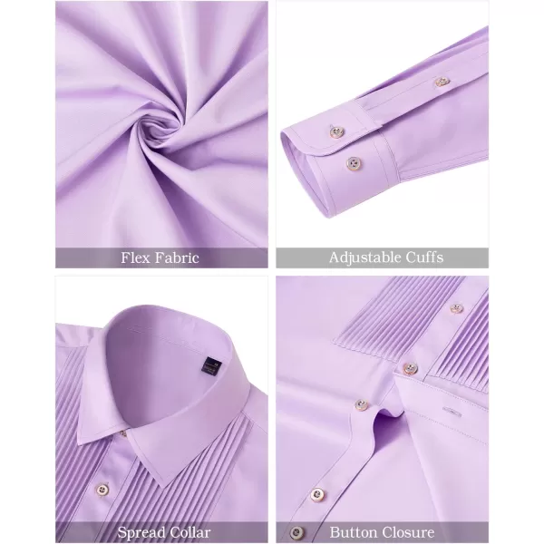 J.VER Men's Tuxedo Shirt Formal Dress Shirt Pleated Long Sleeve Button Down Shirts for Prom Party Wedding