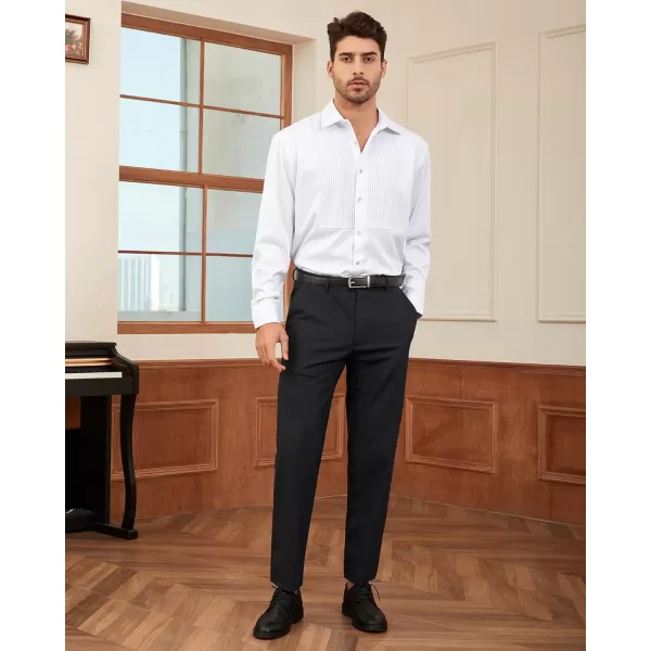 J.VER Men's Tuxedo Shirt Formal Dress Shirt Pleated Long Sleeve Button Down Shirts for Prom Party Wedding