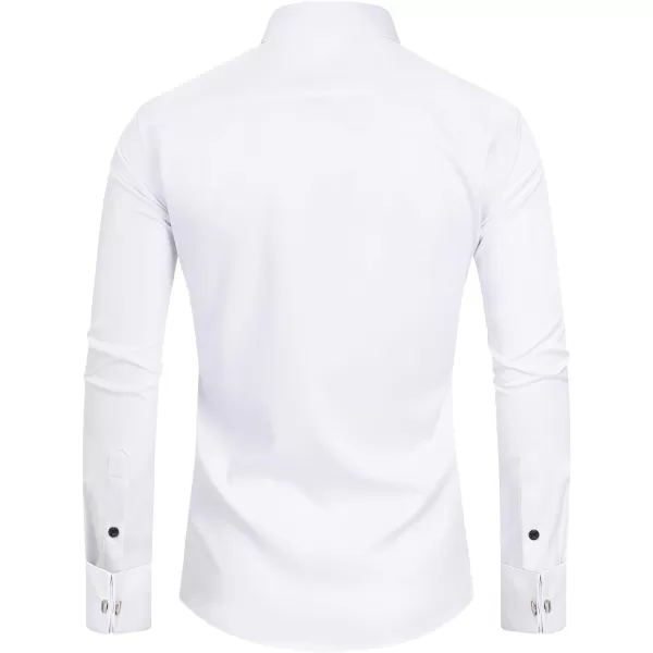 J.VER Men's Tuxedo Shirt Formal Dress Shirt Pleated Long Sleeve Button Down Shirts for Prom Party Wedding