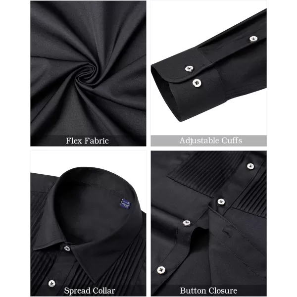 J.VER Men's Tuxedo Shirt Formal Dress Shirt Pleated Long Sleeve Button Down Shirts for Prom Party Wedding