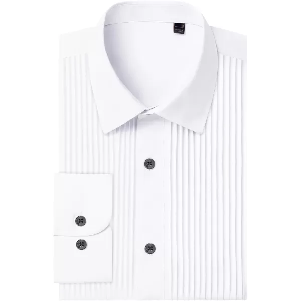 J.VER Men's Tuxedo Shirt Formal Dress Shirt Pleated Long Sleeve Button Down Shirts for Prom Party Wedding