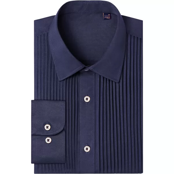 J.VER Men's Tuxedo Shirt Formal Dress Shirt Pleated Long Sleeve Button Down Shirts for Prom Party Wedding