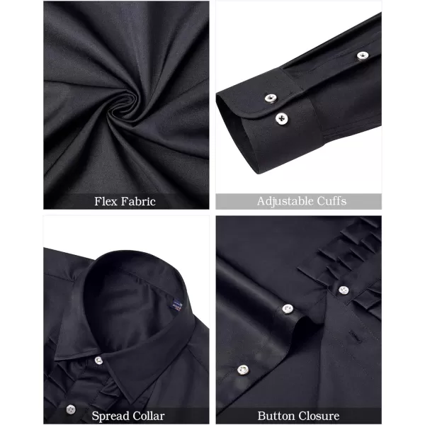 J.VER Men's Tuxedo Shirt Formal Dress Shirt Pleated Long Sleeve Button Down Shirts for Prom Party Wedding