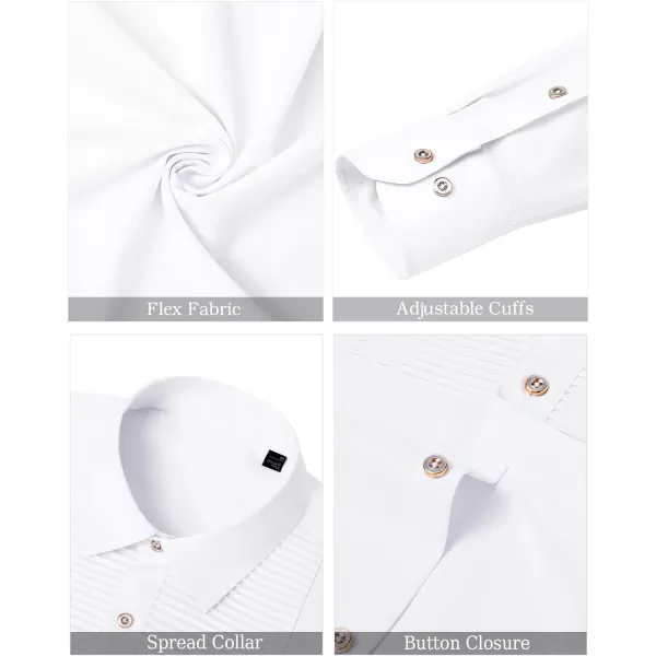 J.VER Men's Tuxedo Shirt Formal Dress Shirt Pleated Long Sleeve Button Down Shirts for Prom Party Wedding