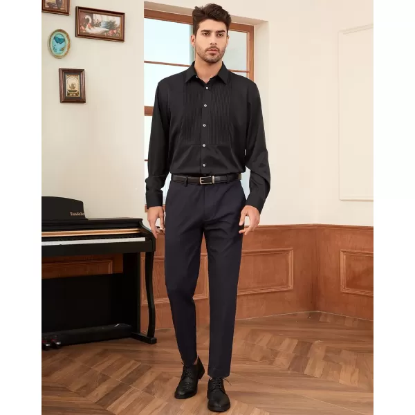 J.VER Men's Tuxedo Shirt Formal Dress Shirt Pleated Long Sleeve Button Down Shirts for Prom Party Wedding