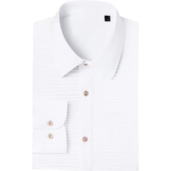 J.VER Men's Tuxedo Shirt Formal Dress Shirt Pleated Long Sleeve Button Down Shirts for Prom Party Wedding