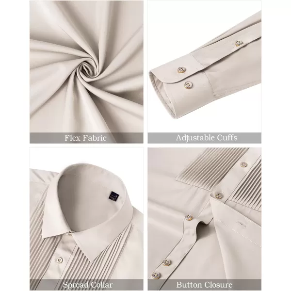 J.VER Men's Tuxedo Shirt Formal Dress Shirt Pleated Long Sleeve Button Down Shirts for Prom Party Wedding