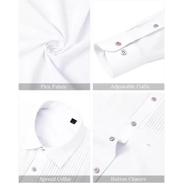 J.VER Men's Tuxedo Shirt Formal Dress Shirt Pleated Long Sleeve Button Down Shirts for Prom Party Wedding