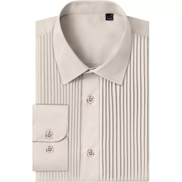 J.VER Men's Tuxedo Shirt Formal Dress Shirt Pleated Long Sleeve Button Down Shirts for Prom Party Wedding