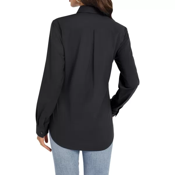 J.VER Womens Button Down Shirt Long Sleeve Dress Shirts Stretch Solid Work Blouse