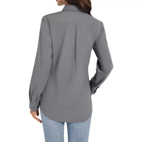 J.VER Womens Button Down Shirt Long Sleeve Dress Shirts Stretch Solid Work Blouse