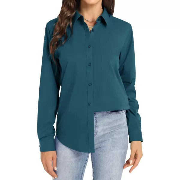 J.VER Womens Button Down Shirt Long Sleeve Dress Shirts Stretch Solid Work Blouse