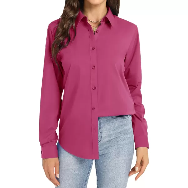 J.VER Womens Button Down Shirt Long Sleeve Dress Shirts Stretch Solid Work Blouse