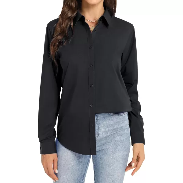 J.VER Womens Button Down Shirt Long Sleeve Dress Shirts Stretch Solid Work Blouse