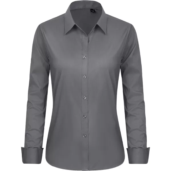 J.VER Womens Button Down Shirt Long Sleeve Dress Shirts Stretch Solid Work Blouse