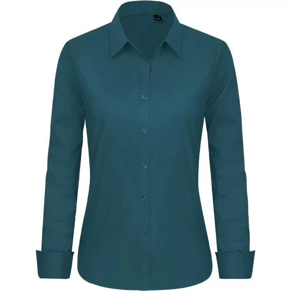 J.VER Womens Button Down Shirt Long Sleeve Dress Shirts Stretch Solid Work Blouse