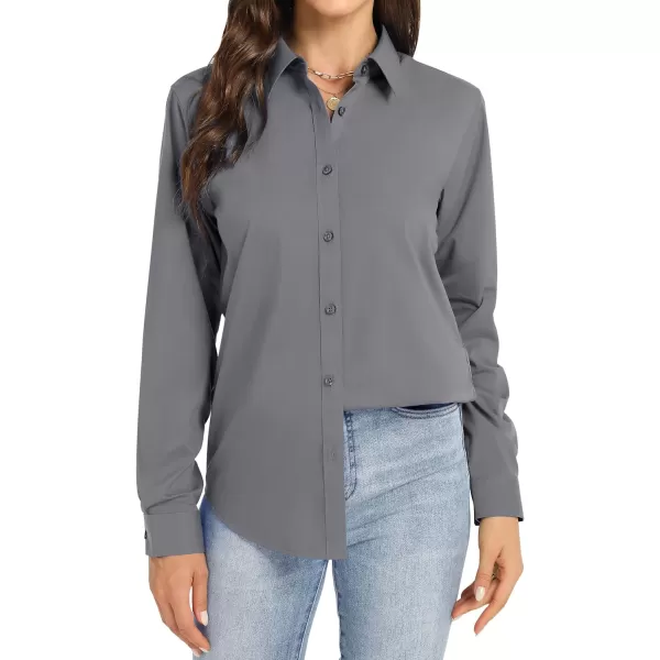 J.VER Womens Button Down Shirt Long Sleeve Dress Shirts Stretch Solid Work Blouse