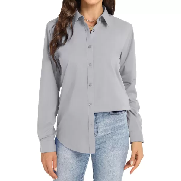 J.VER Womens Button Down Shirt Long Sleeve Dress Shirts Stretch Solid Work Blouse