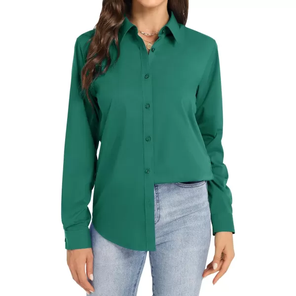 J.VER Womens Button Down Shirt Long Sleeve Dress Shirts Stretch Solid Work Blouse