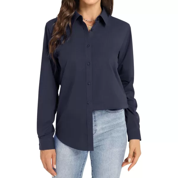 J.VER Womens Button Down Shirt Long Sleeve Dress Shirts Stretch Solid Work Blouse