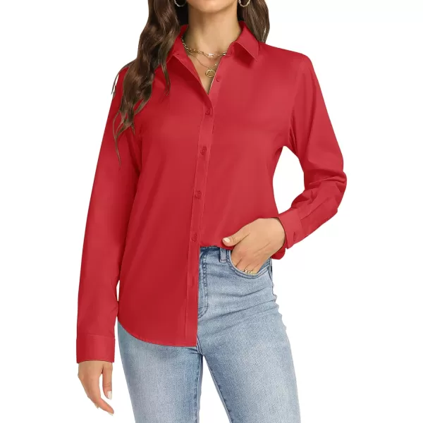 J.VER Womens Button Down Shirt Long Sleeve Dress Shirts Stretch Solid Work Blouse
