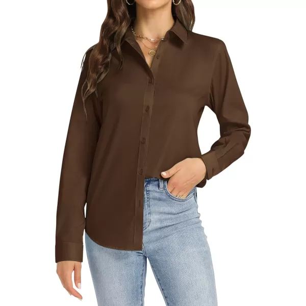 J.VER Womens Button Down Shirt Long Sleeve Dress Shirts Stretch Solid Work Blouse