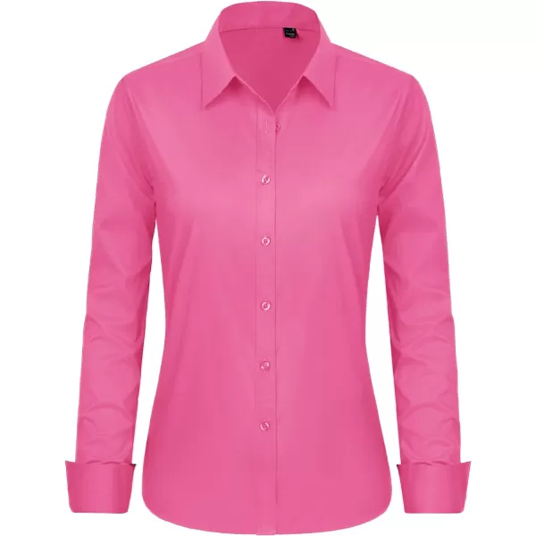 J.VER Womens Button Down Shirt Long Sleeve Dress Shirts Stretch Solid Work Blouse