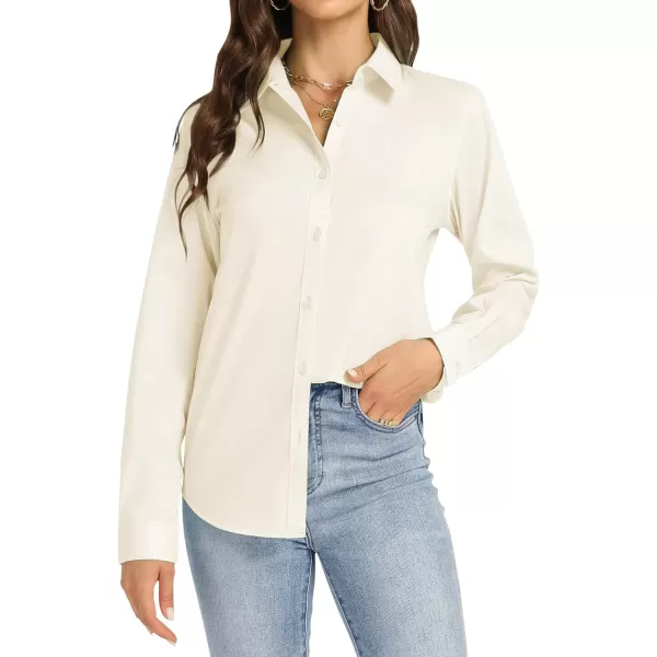 J.VER Womens Button Down Shirt Long Sleeve Dress Shirts Stretch Solid Work Blouse