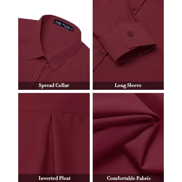 J.VER Womens Button Down Shirt Long Sleeve Wrinkle Free Lightweight Solid Chiffon Dress Shirts Work Blouse