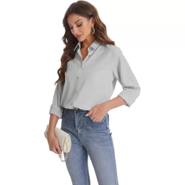 J.VER Womens Button Down Shirt Long Sleeve Wrinkle Free Lightweight Solid Chiffon Dress Shirts Work Blouse
