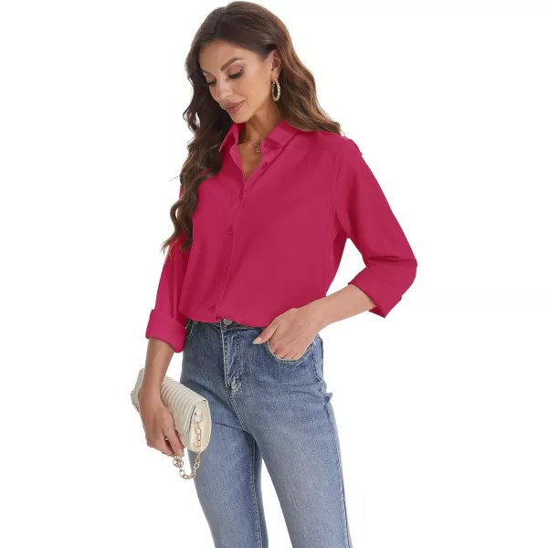 J.VER Womens Button Down Shirt Long Sleeve Wrinkle Free Lightweight Solid Chiffon Dress Shirts Work Blouse