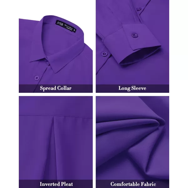 J.VER Womens Button Down Shirt Long Sleeve Wrinkle Free Lightweight Solid Chiffon Dress Shirts Work Blouse