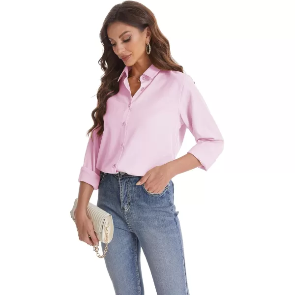 J.VER Womens Button Down Shirt Long Sleeve Wrinkle Free Lightweight Solid Chiffon Dress Shirts Work Blouse