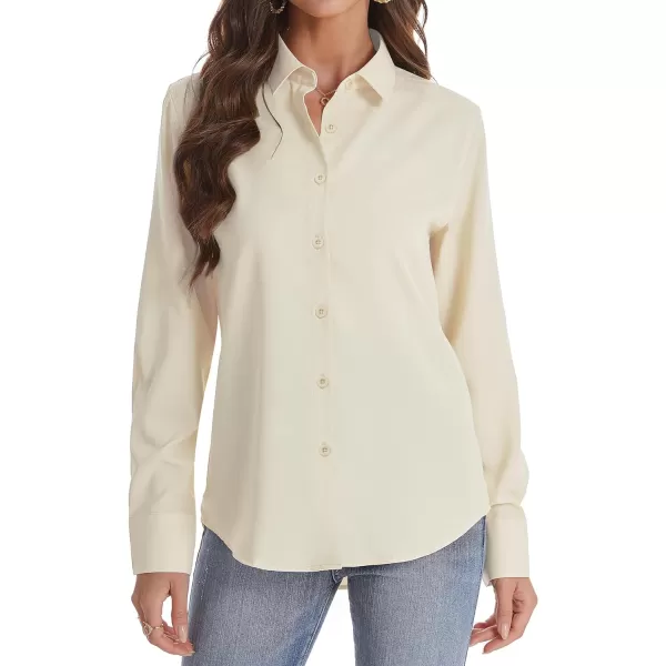 J.VER Womens Button Down Shirt Long Sleeve Wrinkle Free Lightweight Solid Chiffon Dress Shirts Work Blouse