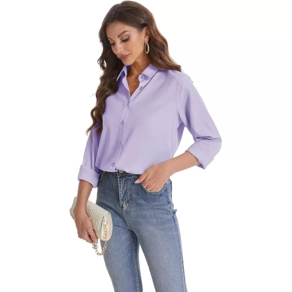 J.VER Womens Button Down Shirt Long Sleeve Wrinkle Free Lightweight Solid Chiffon Dress Shirts Work Blouse