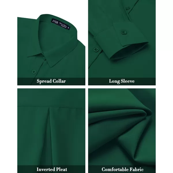 J.VER Womens Button Down Shirt Long Sleeve Wrinkle Free Lightweight Solid Chiffon Dress Shirts Work Blouse