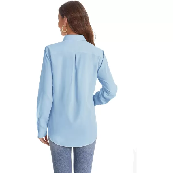 J.VER Womens Button Down Shirt Long Sleeve Wrinkle Free Lightweight Solid Chiffon Dress Shirts Work Blouse