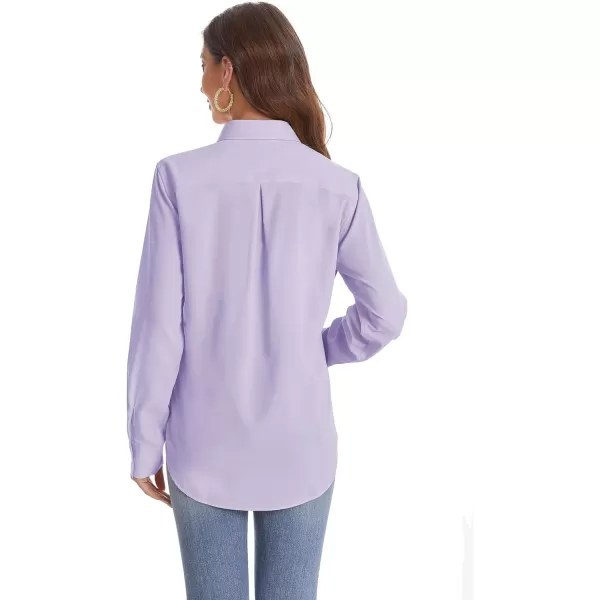 J.VER Womens Button Down Shirt Long Sleeve Wrinkle Free Lightweight Solid Chiffon Dress Shirts Work Blouse