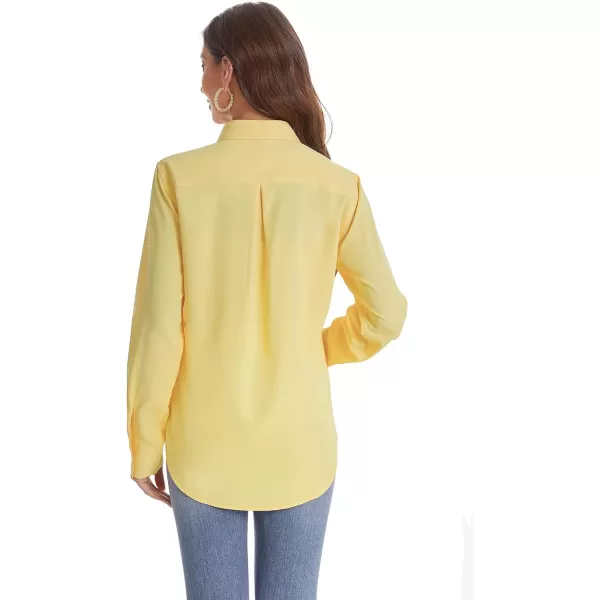 J.VER Womens Button Down Shirt Long Sleeve Wrinkle Free Lightweight Solid Chiffon Dress Shirts Work Blouse