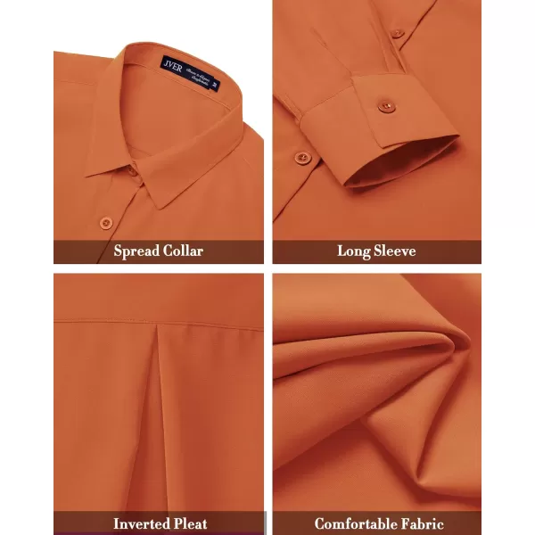 J.VER Womens Button Down Shirt Long Sleeve Wrinkle Free Lightweight Solid Chiffon Dress Shirts Work Blouse