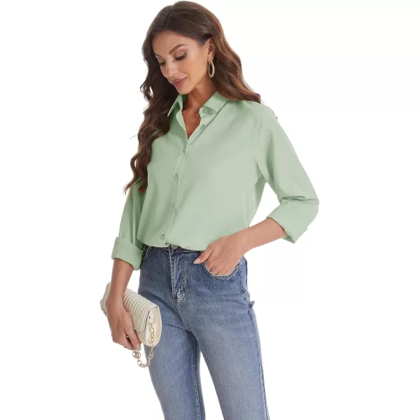 J.VER Womens Button Down Shirt Long Sleeve Wrinkle Free Lightweight Solid Chiffon Dress Shirts Work Blouse